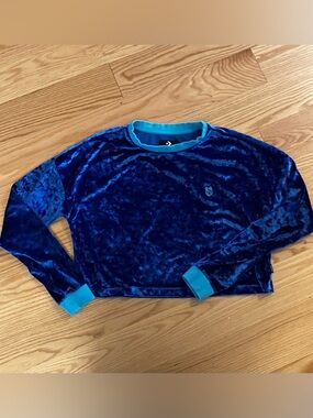 Converse Blue Crushed Velvet Cropped L/S Top, sz Small